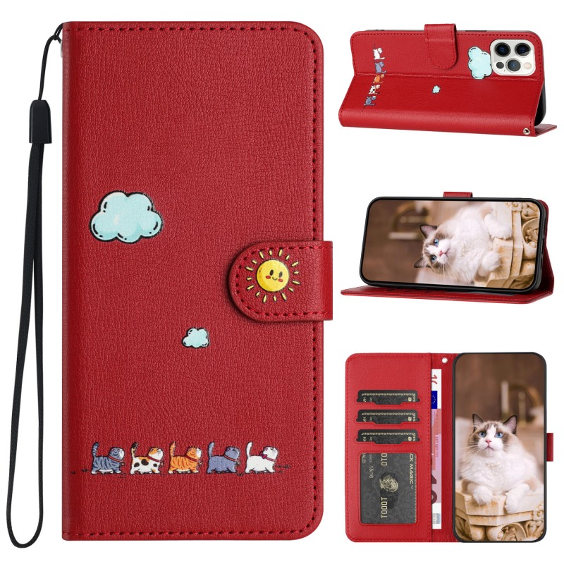 Cartoon Painted Flip Phone Case with Card Slot